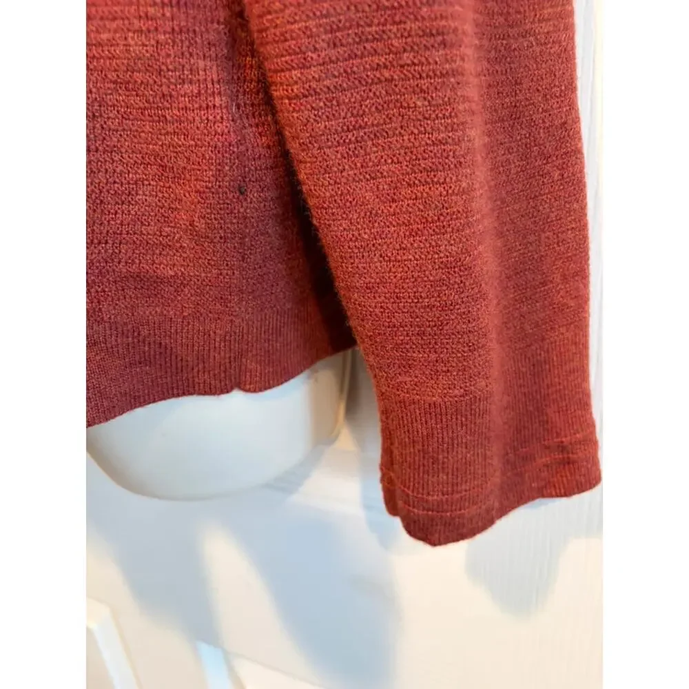 Banana Republic Italian‎ Merino Wool Henley Sweater Rust Red Mens Large L